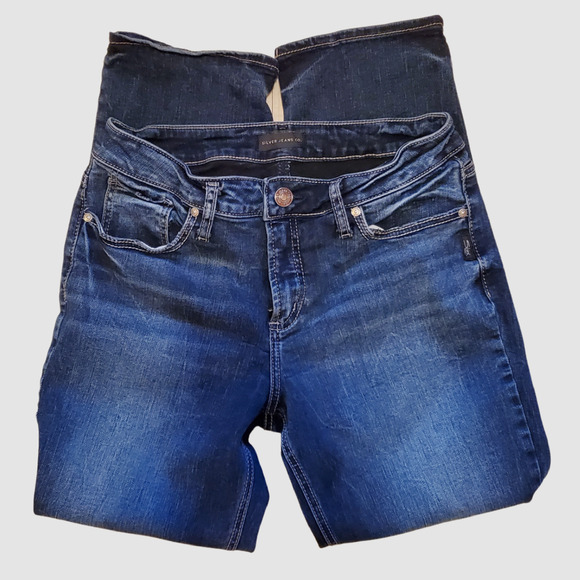 Silver Jean Company Suki Straight Dark Wash Jeans 28‎ x 29 (Fits 28 x 27) - Picture 1 of 9